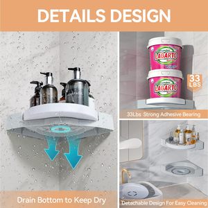 Caddy de douche d'angle en plastique rotatif sans perçage organisateur de salle de bain étagère de salle de bain rotative <span class=keywords><strong>moderne</strong></span> - Product Image 5