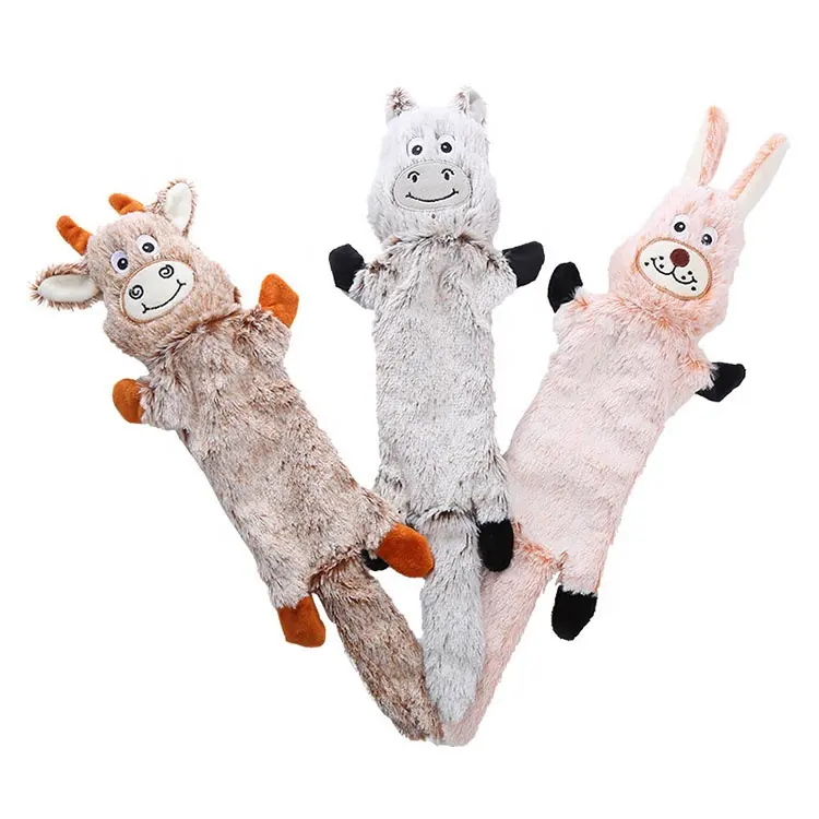 New Design Wholesale Cute Animal Shape Fur Shell Bite Resistant Plush Dog Chew Squeaky Toys