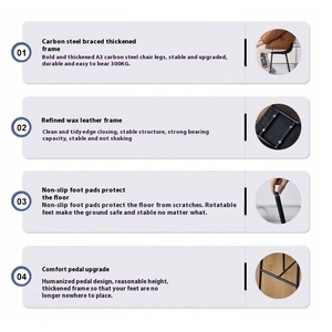 <span class=keywords><strong>Chaise</strong></span> <span class=keywords><strong>de</strong></span> <span class=keywords><strong>bar</strong></span> moderne avec dossier simple, tabouret haut <span class=keywords><strong>de</strong></span> luxe pour réception, design populaire en <span class=keywords><strong>bois</strong></span> <span class=keywords><strong>et</strong></span> métal - Product Image 5
