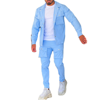 Ensemble de survêtement d'entraînement 2-en-1 sans couture pour homme, coupe-vent et pantalon cargo respirant, grande taille, style streetwear d'hiver
