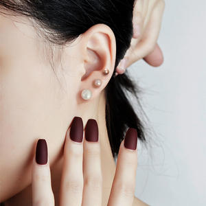 Pendiente de tuerca de Plata de Ley 925 con perla de agua dulce, elegante y clásico, color blanco, rosa y morado, E01101 - Product Image 4