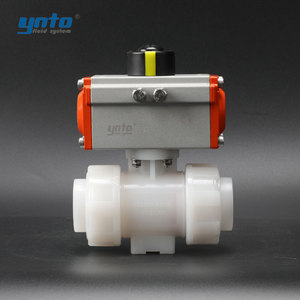 Vanne à boisseau sphérique pneumatique antistatique en PVDF de haute qualité, haute température, zéro contamination, pour eau ultrapure, vanne de nettoyage à disque, OEM - Product Image 4