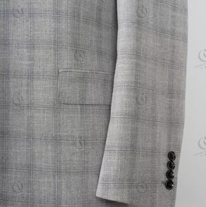 Nuevo conjunto de abrigo informal a <span class=keywords><strong>cuadros</strong></span> <span class=keywords><strong>gris</strong></span> <span class=keywords><strong>claro</strong></span> a la moda para hombre de 2 piezas, conjunto de boda personalizado para hombre - Product Image 5