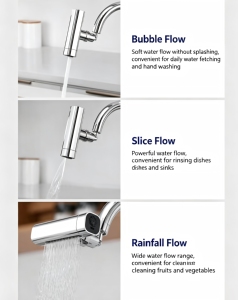 Aérateur de Robinet de Cuisine Universel Rotatif à 360 Degrés, 4 Modes, avec Jet Pluie, Cascade et Pulvérisateur - Product Image 3
