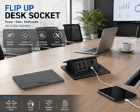 Prise de table modulaire en aluminium IP44 escamotable avec 4 prises pour bureaux et salles de réunion