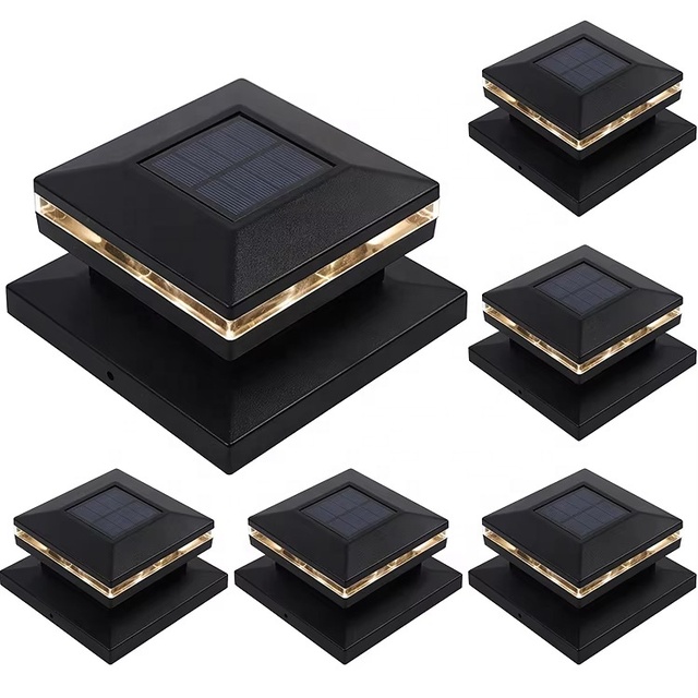 Outdoor Solar Powered Pillar Culumn Caps Lamp Solar Post Cap Light for Wooden Fence Deck Patio