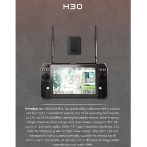 รีโมทคอนโทรลสำหรับโดรน Skydroid H30 ระดับมืออาชีพ พร้อมหน้าจอสัมผัสขนาด 10.1 นิ้ว ระยะควบคุม 50 กม. ระบบแอนดรอยด์ - Product Image 6