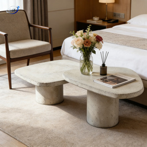 Mesa de Centro Rectangular Moderna de Hormigón Gris GRC para Sala de Estar, Diseño Duradero - Product Image 1