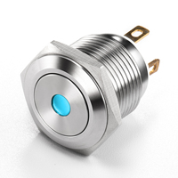 Interrupteur à bouton-poussoir de 16 mm avec éclairage LED, 5A 10A 250V AC DC, bouton-poussoir d'alimentation