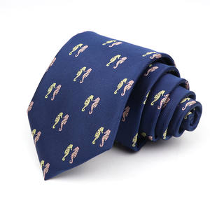 เนคไทผู้ชายคลาสสิกสีกรมท่า,เนคไทแฟชั่นผู้ชายพิมพ์ลายสัตว์งานแต่งงานทอ Jacquard 100% ผ้าไหมชายแข็งผอมคอผูก - Product Image 4
