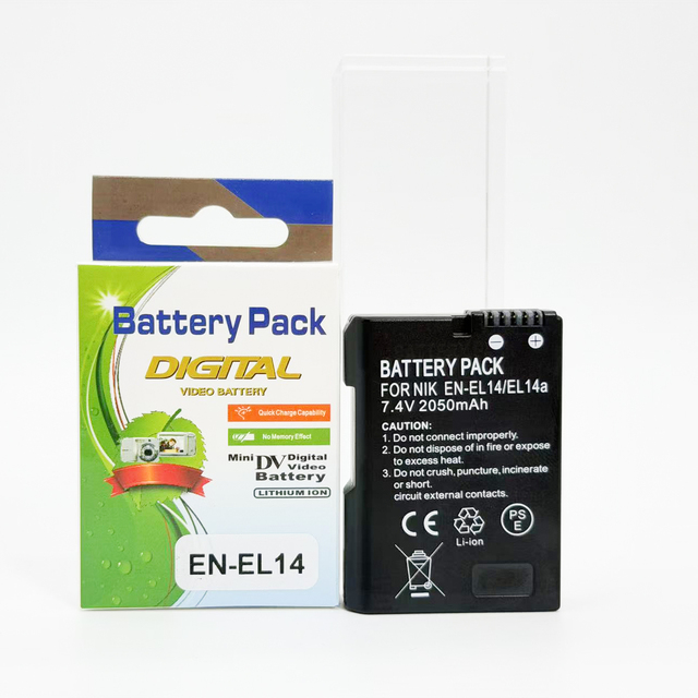 Coolpix P7800 P7700 P7100 P7000 D5500 D5300 D5200 D3200 D3300 D5100 DSLR Cameras Battery EN-EL14 7.4V Li-Ion OEM Brand Black