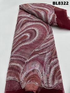 スパンコール刺繍入りメッシュレースフランスレース生地結婚式用グラデーションブライダルグアテマラピーチビーズレース - Product Image 5