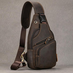 Sac de poitrine en cuir Crazy Horse pour hommes décontracté rétro <span class=keywords><strong>diagonal</strong></span> Crossover Baotou sac à bandoulière en cuir superposé - Product Image 2