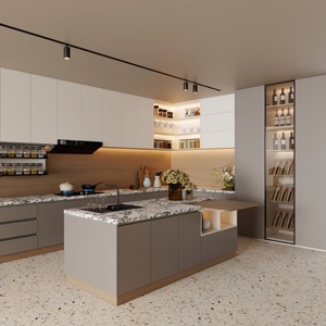 Ensemble d'armoires de cuisine Aige, style simple, en MDF, finition mélamine, portes en panneaux de papier, pour une cuisine au design moderne - Product Image 3