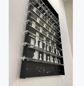 Scacchiera Verticale in Metallo da Parete Decorazione per Ufficio Casa Sala Giochi Scacchiera in Metallo Decorazione Murale - Product Image 6