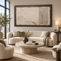 Peinture abstraite originale en plâtre aux tons terreux, marron beige, texture 3D, toile murale pour hôtel, hall, villa, bureau, décoration