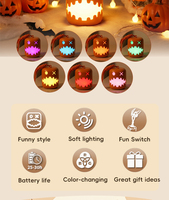 Veilleuse LED portable en forme de citrouille mignonne en plastique ABS rechargeable par USB pour chambre d'enfant, lampe de chevet à intensité variable, idée cadeau d'anniversaire