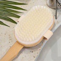 Bambou salle de bain brosse de bain PP fibre dos épurateur brosse de Massage éponge et sac en maille pour salle de bain utiliser spa accessoires