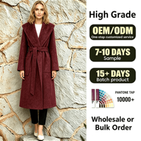 Manteau d'hiver en laine pour femme, personnalisable OEM/ODM, doublure en cachemire écologique, col rabattu et ceinture