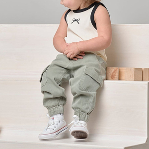 <span class=keywords><strong>Pantalones</strong></span> de Mezclilla Verde Claro para Niños al por Mayor, Tela Elástica, Cintura Elástica, Jeans Personalizados para Bebés Niños y <span class=keywords><strong>Niñas</strong></span> - Product Image 3