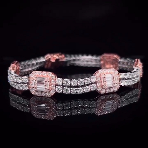 Bracelet gourmette sophistiqué en argent sterling 925 avec moissanite ronde brillante pour une mode et un style luxueux - Product Image 2