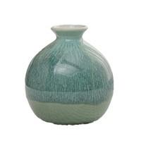 Vase à fleurs moderne minimaliste en céramique émaillée pierre bleue, fait main au Japon, avec glaçure créative fluide, décoration d'intérieur vintage, petit vase