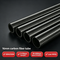 Tubo de Fibra de Carbono 3K Ligero de 9x7x500 mm en Stock, Tubo Estructural Hueco de CF para Aeroespacial y UAV