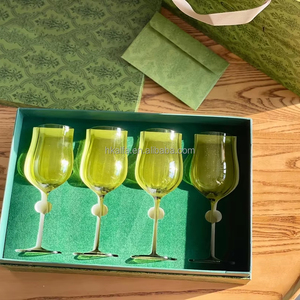 Wholesale Customized High Quality Fancy Unique Color <b>Vintage</b> <b>Wine</b> <b>Glasses</b> Set Crystal Goblet Long Eco-Friendly Dishwasher Safe - Product Image 2