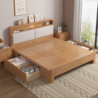 Lit de luxe moderne pour chambre à coucher, en bois d'hévéa massif sculpté à la main, lit souple King Size avec plateforme de rangement, mobilier de maison écologique et durable