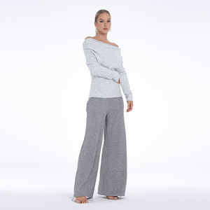 <span class=keywords><strong>Camicia</strong></span> lavorata a maglia a manica lunga con stampa tinta unita nuova signora <span class=keywords><strong>monospalla</strong></span> oversize t-Shirt con decorazione Logo stile Casual - Product Image 4