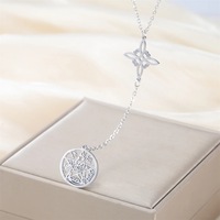 Collar Vintage de Moda con Pentáculo Wicca y Tetragramatón, Colgante de Nudo Sagrado de Bruja, Amuleto de Acero Inoxidable con Sello de Salomón - Regalo