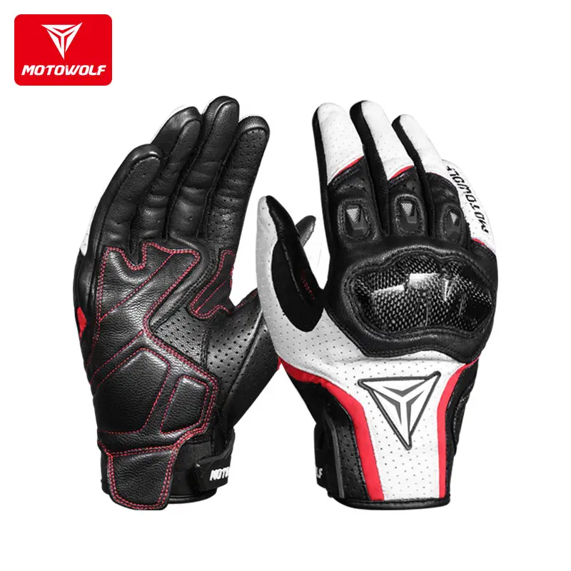 MOTOWOLF Leather Touch Screen Breathable Motorbike Riding Glove Motorcycle Bike Racing Cycling Gloves