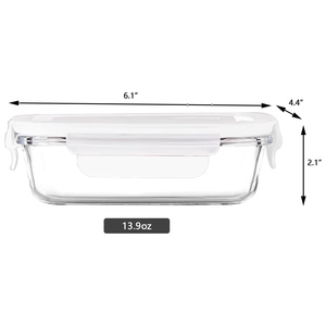 Large Meal Prep Kitchen Microwavable Airtight High Borosilicate Lunch Box Glass for Food Storage <b>Container</b> Set with Locking <b>Lid</b> - Product Image 2