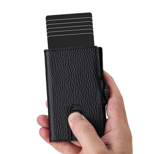Casekey Business <b>Men</b> Aluminum Pop up Genuine Leather <b>Wallet</b> Slim <b>RFID</b> Pop up Card Holder Smart <b>Wallet</b> - Product Image 2