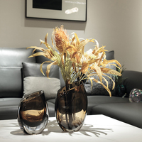 Artículos de Decoración para el Hogar de Lujo, Mesa de Té Color Ámbar, Florero Pequeño y Único de Vidrio Mercurizado
