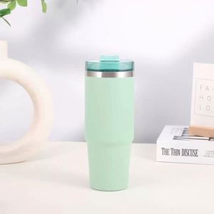 Gobelet isotherme de voyage 20oz 30oz en acier inoxydable avec couvercle et paille, base antidérapante, pour café chaud ou froid - Product Image 3