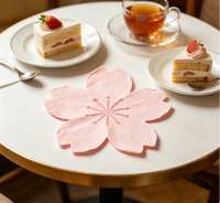Serviettes jetables en papier écologiques biodégradables de qualité alimentaire, épaisses, irrégulières, en forme de fleur de cerisier, roses, pour la décoration de table de fête