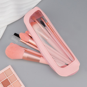 Set de 10 Brochas de Maquillaje con Mango de Madera Rosa, Veganas, de Pelo Suave, con Logotipo Personalizado, para Base, Corrector, Rubor, con Bolsa - Product Image 1