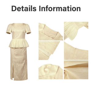 ZYHT 31231 Chic da <span class=keywords><strong>donna</strong></span> abito in tinta unita elegante stile Party manica corta con spacco elegante abbigliamento asiatico negozio Online moda - Product Image 4