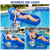 Fauteuil flottant gonflable personnalisé à imprimé tropical avec plateau à boissons amovible, chaise de piscine ergonomique inclinable pour resort