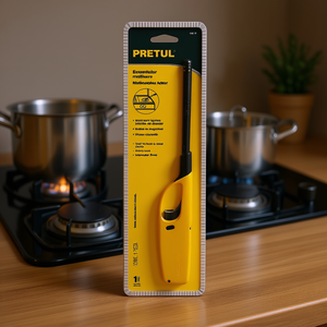 Briquet électronique rechargeable Pretul ENC-27, allumage piézoélectrique portable de 27 cm, alimenté par USB, en plastique et en métal - Product Image 3