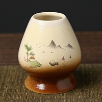 Kingze Vintage Matcha Tools Kit 4 pièces Bambou Matcha Fouet Céramique Chawan Japanese Essential Matcha Bowl Set
