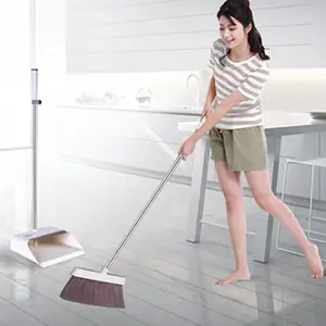 TOPOTO Home indoor floor dust cleaning special stainless steel long handle dust collector and broom