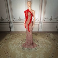 Robe longue de soirée/cocktail moulante et sexy, sans bretelles, avec perles et motif floral, 3 couleurs, pour concours de beauté