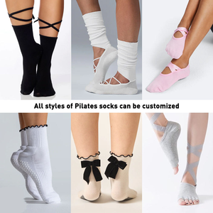 Calcetines Deportivos de Mujer KTS618, Fabricante OEM, Logotipo Personalizado, Tejido de Algodón, Suela de Goma Antideslizante, Color Rosa - Product Image 6