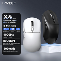 Souris de jeu sans fil ergonomique X4 tri-mode pour droitier, taux de réponse 1000 Hz, 8000 DPI, optique, batterie rechargeable, pour le marché espagnol