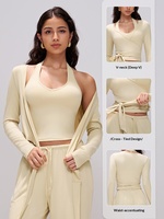 Maßgefertigte Neckholder-Wickelbluse mit seitlichem Selbstbindesystem, Weich Gebürstet, 4-Wege-Stretch, für Outdoor-Jogging, Pilates und Yoga