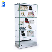 Schwarze Abschließbare Glasvitrine mit Verstellbaren Regalen Zigaretten- und Tabakausstellungsschrank für Rauchershops