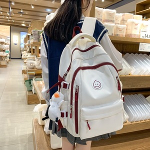 Sac à dos minimaliste de style coréen pour femmes, couleur unie, imperméable, grande capacité, sac d'étudiant, utilisation pour les voyages d'affaires - Product Image 1