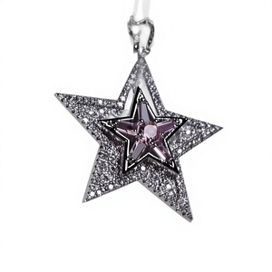 Colgante de Moissanita Estrella con Engaste de Plata 925, Diseño de Lujo, Amuleto Unisex para Uso Diario - Product Image 1
